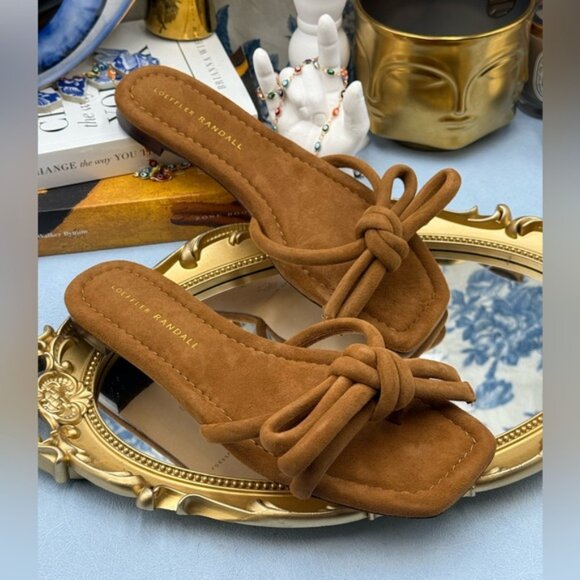 🆕 LOEFFLER RANDALL 🧿 NWOB Hadley Suede Bow Flat Sandals, Cacao - Sz 6 B - Picture 7 of 14